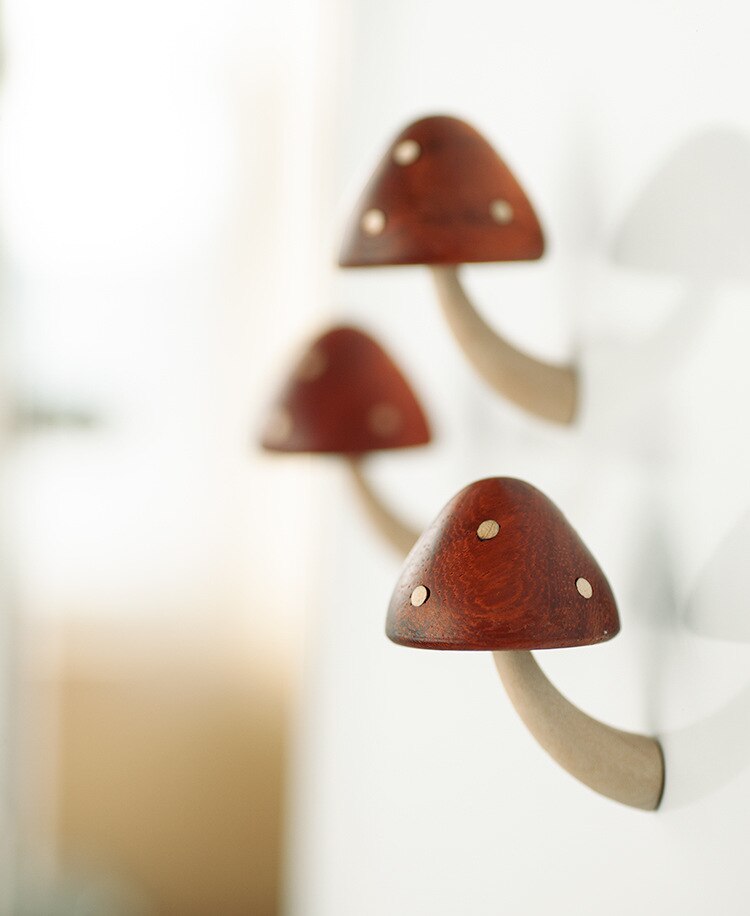 Wooden mushroom magnet